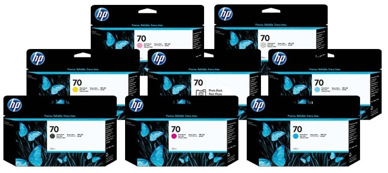 Tinta para Plotter HP DesignJet Z5200 / HP 70 130ml | 2208 - HP 70 / Original Ink Cartridge. El Kit Incluye: C9448A C9449A C9451A C9452A C9453A C9454A C9455A C9390A HP70 
