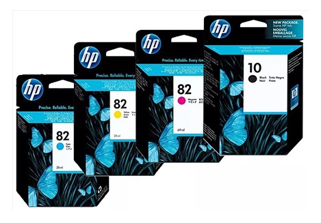 Tinta para Plotter HP DesignJet 800 / HP 82 & HP 10 | 2208 - HP 82 & 10 / Original Ink Cartridge HP. El Kit Incluye: C4911A C4912A C4913A C4844AE HP-82 HP-10 