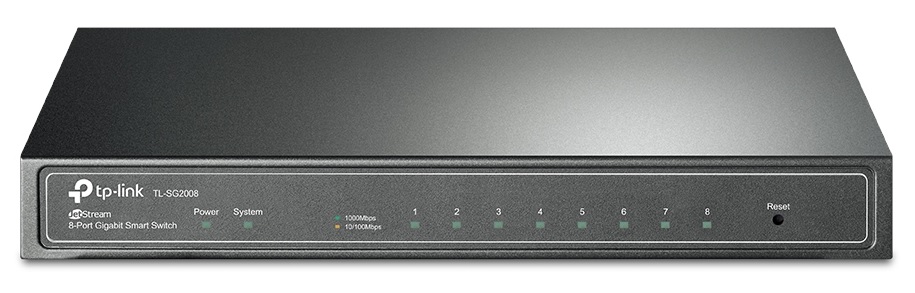 TP-Link TL-SG2008 / Switch 8-Puertos | 2405 - Switch administrable con 8-Puertos LAN Gigabit, Funciones de Capa 2 y 3, Capacidad de conmutación: 16 Gbps, Capacidad de Procesamiento: 11.9 Mpps, Memoria de búfer de paquetes: 4.1 Mbit, Tabla Mac 8k