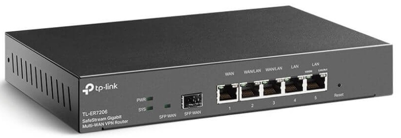 Router Balanceador de Carga / TP-Link TL-ER7206 | 2405 - Router VPN Multi-WAN, 1-Puerto WAN Gigabit SFP, 1-Puerto WAN Gigabit RJ-45, 2-Puertos WAN/LAN Gigabit combinados e intercambiables, 2-Puertos LAN Gigabit, Memoria RAM 512MB 