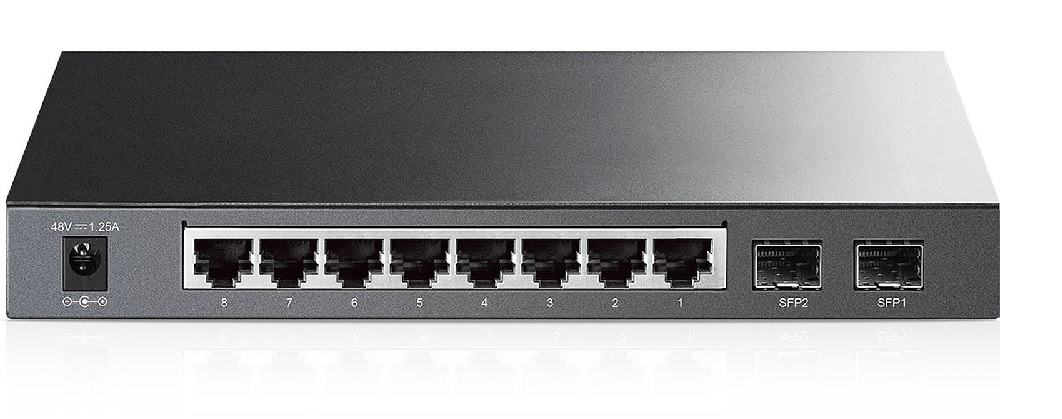 TP-Link TL-SG2210P / Switch PoE 8 Puertos | 2405 - Switch PoE Administrable con 8 Puertos LAN Gigabit PoE+, 2 Puertos SFP Gigabit, Presupuesto PoE 53W (802.3af & 802.3at), Funciones de capa 2, Capacidad de Conmutación: 20Gbps, Procesamiento: 14.9Mpps 