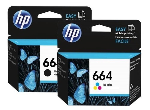 Tinta para HP DeskJet Ink Advantage 3635 / HP 664 | 2208 - HP 664 / Original Ink Cartridge HP Kit. Incluye: F6V28AL Tricolor, F6V29AL Negro. HP664 