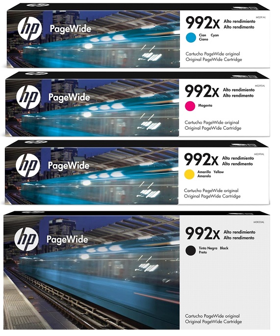 Tinta para HP PageWide Pro 755 / HP 992X | 2208 - HP 992X / Original Tinta. El Kit Incluye: M0K03AL M0J91AL M0J95AL M0J99AL HP992x  