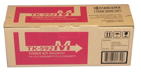 Toner Kyocera TK-592M / Magenta 5k | 2404 - Toner  Kyocera TK-592M Magenta. Rendimiento 5.000 Paginas al 5%. 1T02KVBUS0 FS-C5250DN FS-C2026MFP FS-C2126MFP FS-C2526MFP FS-C2626MFP FS-M6026CIDN FS-M6526CIDN FS-P6026CDN 