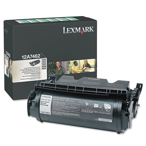Toner Original - Lexmark 12A7462 Negro | Para uso con Impresoras Lexmark T630, T632, T634, X632, X634. Rendimiento Estimado 21.000 Páginas con cubrimiento al 5%