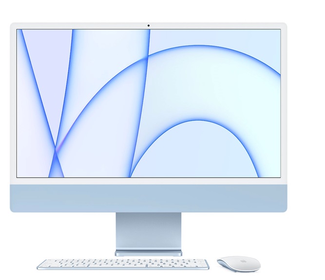 Apple iMac MGPK3E/A | All in One iMac con pantalla Retina 4.5K de 24 pulgadas: Chip M1 de Apple con CPU de ocho núcleos y GPU de ocho núcleos, Memoria RAM 8GB, SSD 256GB – Color Azul, Sistema Operativo macOS Big Sur. Garantía 1 Año.