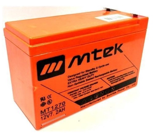 Batería 12V/7.2Ah - MTEK MT1270 AGM | 2110 - Baterías MTek de Plomo-Acido, Regulada por válvula (VRLA), Sellada libre de mantenimiento 