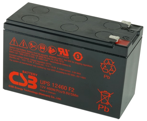 Baterias AGM 12V/9Ah - CSB UPS12460F2 | 2110 - Bateria CSB Tecnología Absorbent Glass Mat (AGM), 12V/9Ah @ 20-Hr Rate, UPS12460F2