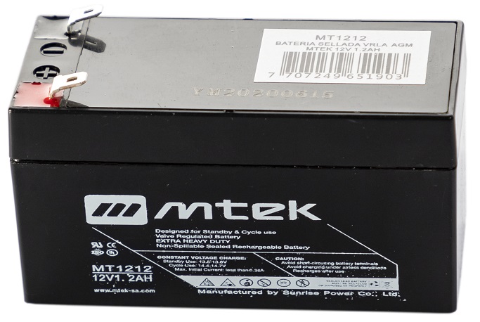 Batería 12V/1.2Ah - MTEK MT1212 AGM | 2110 - Baterías MTek de Plomo-Acido, Regulada por válvula (VRLA), Sellada libre de mantenimiento 