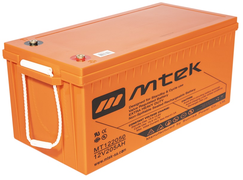 Batería 12V/205Ah - MTEK MT122050 AGM | 2110 - Baterías MTek de Plomo-Acido, Regulada por válvula (VRLA), Sellada libre de mantenimiento 