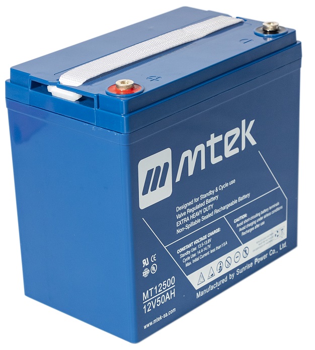 Batería AGM 12V/50Ah - MTEK MT12500B | 2110 - Baterías MTek de Plomo-Acido, Regulada por válvula (VRLA), Sellada libre de mantenimiento 