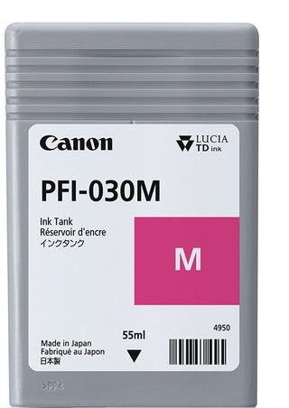 Tinta Canon PFI-030M / Magenta - 55 ml | 2306 - 3491C001AA / Tanque de Tinta Original Canon PFI-030M / 3491C001AA, Color Magenta, Capacidad 55 mililitros 
