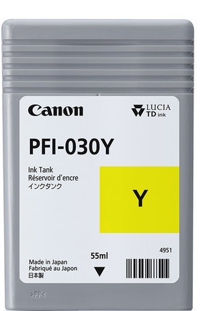 Tinta Canon PFI-030Y / Amarillo - 55 ml | 2306 - 3492C001AA / Original Tinta Canon PFI-030Y, Color Amarillo, Rendimiento de impresión: 55 mililitros