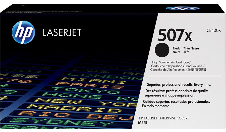 Toner para HP LaserJet Pro M570dn / HP 507X | 2201 - Toner Original HP CE400X Negro. Rendimiento Estimado 11.000 Páginas al 5%.