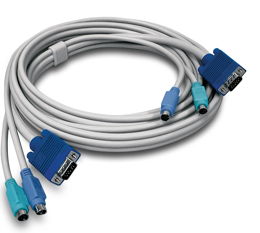 Cable KVM PS2/VGA - TrendNet TK-C10 / 3m | 2108 - Cable KVM de 3 metros (Macho a Macho), Cable KVM de alto grado (UL2919 para monitor VGA), Teclado y Mouse: Tipo PS2 mini Din de 6 pins, Monitor: tipo HDDB de 15-pin, Compatibilidad: Teclado, Ratón
