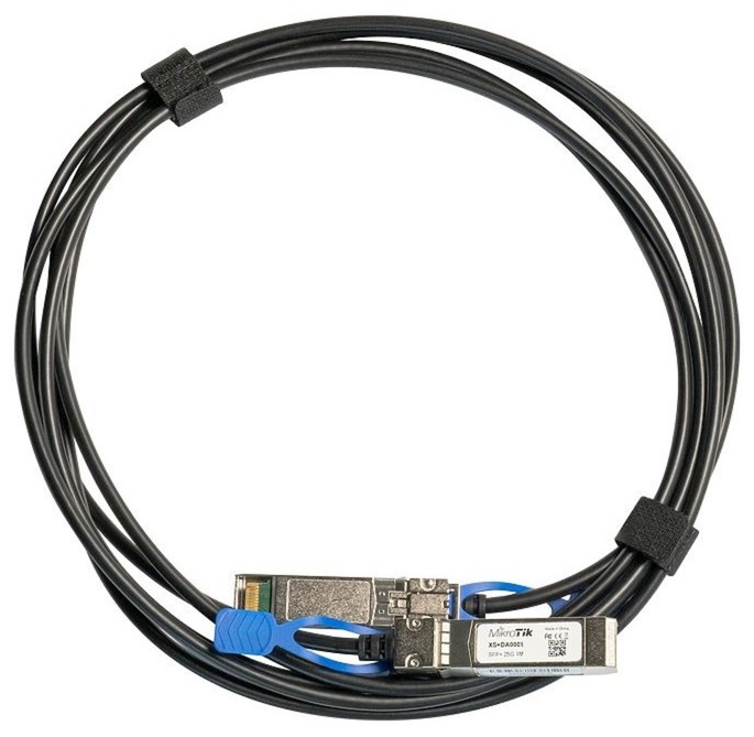 Cable SFP MikroTik Direct XS+DA0001 / 1mt | 2110 - Cable de conexión directa SFP / SFP+ / SFP28, Longitud: 1 mt, Conector LC, Velocidad de Datos: 1.25G, Longitud de Onda: 1310nm / 1550 nm, Baja potencia y baja latencia para 25 Gigabit Ethernet