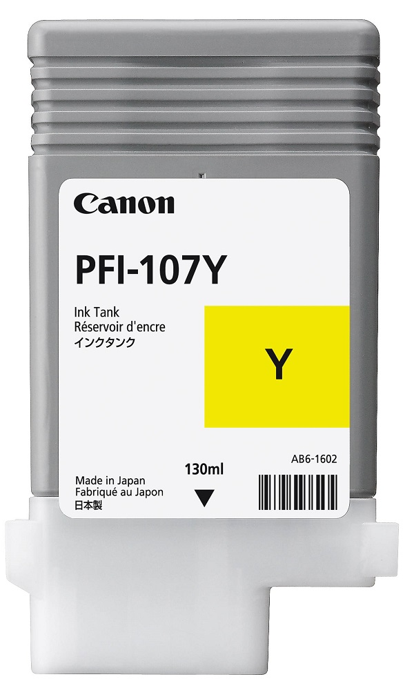 Cartucho de Tinta - Canon PFI-107Y Amarillo / 6708B001AA | 2201 - Original Cartucho de Tinta Canon PFI-107Y / 6708B001AA, Color Amarillo, Rendimiento de impresión: 130 mililitros. PFI 107Y PFI107Y
