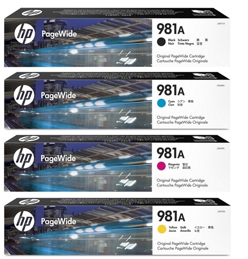 Tinta para HP PageWide 586dn MFP / HP 981A | Original Ink Cartridge HP-81A. El incluye: J3M68A J3M69A J3M71A J3M70A HP981A 