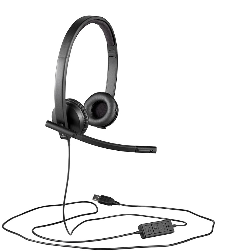 Diadema Logitech H570e Biaural / USB-A | 2210 - 981-000574 / Auricular USB-A, Cancelación de eco, Micrófono con supresión de ruido, Controles integrados intuitivos, Optimizada para voz y música, Certificación Skype for Business, Compatible con Zoom 
