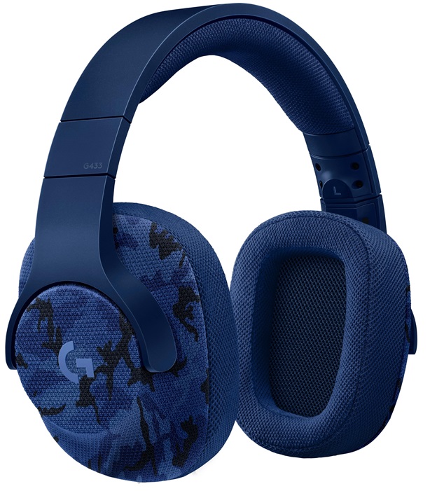 Diadema 3.5mm para Gamer - Logitech G433 981-000682 Blue Camo | Sonido envolvente 7.1 con DTS Headphone:X, Micrófono de varilla con supresión de ruido y con microfiltro, Transductores de audio Pro-G™, Diseño extremadamente ligero, duradero y confortable