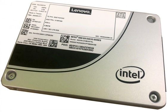 Disco SSD  240GB para Servidor - Lenovo 4XB7A10247 / SATA | 2108 - Disco Lenovo SSD Intel S4510 Entry, Factor de forma: 2.5'', Bandeja de intercambio en caliente, Interfaz SATA de 6 Gbps, Unidades escritas por día: 2.1 DWPD, Bytes totales escritos: 900 TB