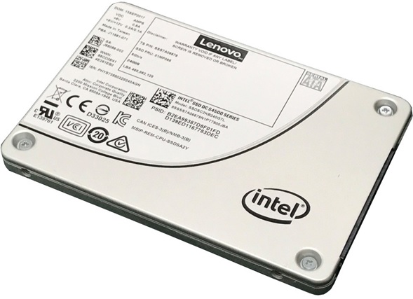 Disco SSD  960GB para Servidor - Lenovo 4XB7A10249 / SATA | 2108 - Disco SSD Lenovo Intel S4510 Entry SATA 2.5'', Bandeja de intercambio en caliente, Interfaz SATA de 6 Gbps, Unidades escritas por día: 1.9 DWPD, Bytes totales escritos: 3.4 PB