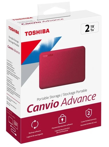 Disco Externo 2TB 2.5'' - Toshiba Canvio Advance HDTCA20XR3AA | 2203 - Disco Externo Portátil Toshiba Canvio Advance, Formato 2.5'', Capacidad de almacenamiento de 2TB, Interfaz USB 3.2 / USB 3.2 G1 (Compatible USB 2.0), Tasa de transferencia: 5Gbps