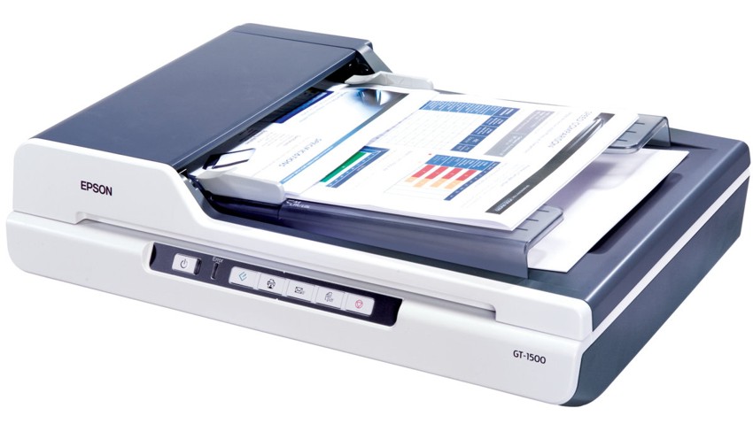 Escaner Cama Plana - Epson WorkForce GT-1500 / B11B190011 | Escaner Epson GT-1500, Formato A4, Resolución hasta 1.200 x 2.400 dpi, Velocidad hasta 20 ppm, Escaneo fácil con un botón a PDF o Correo electrónico, Alimentador automático de documentos