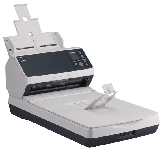 Escáner Fujitsu FI-8290 / 90 ppm | 2210 - Escáner dúplex para grupo de trabajo, Formato A4, Alimentador ADF & Manual, Escaneo a Color, Escala de grises & Monocromo, Resolución 600 dpi, Velocidad 90/180 ipm, RJ45-Port & USB, Hasta 13.000 Escaneos/día 