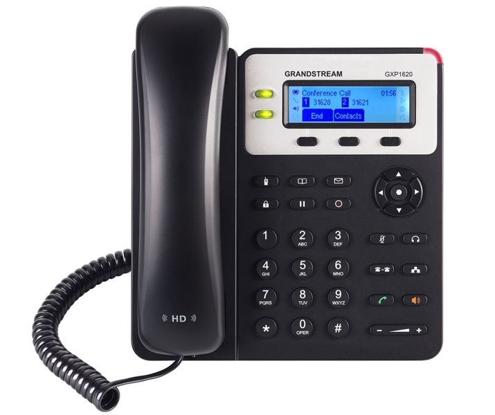 Telefono IP Grandstream GXP-1620 | 2206 - Teléfono IP para Pequeñas Empresas, 2 Cuentas SIP (Hasta 2 estados de llamada), 2 Teclas de Linea con LED Bicolor, Conferencia 3 Vias, 3 Teclas XML Programables, Audio HD, 2-Port 10/100, Pantalla LCD de 132x48