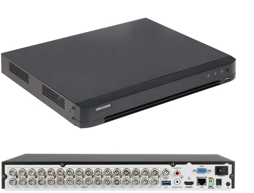  DVR 1080p Lite - Hikvision DS-7232HGHI-K2 / 32 Canales | 2202 – DVR 1080p Lite, Entrada: 2-ch IP / 32-ch BNC, 5MP, Salida: 1x HDMI / 1x VGA, Audio E/S: 1-ch RCA, HDTVI/AHD/CVI/CVBS/IP, H.265 Pro/H.265/H.264, 1x RJ45, 2x SATA (10TB), 2x USB