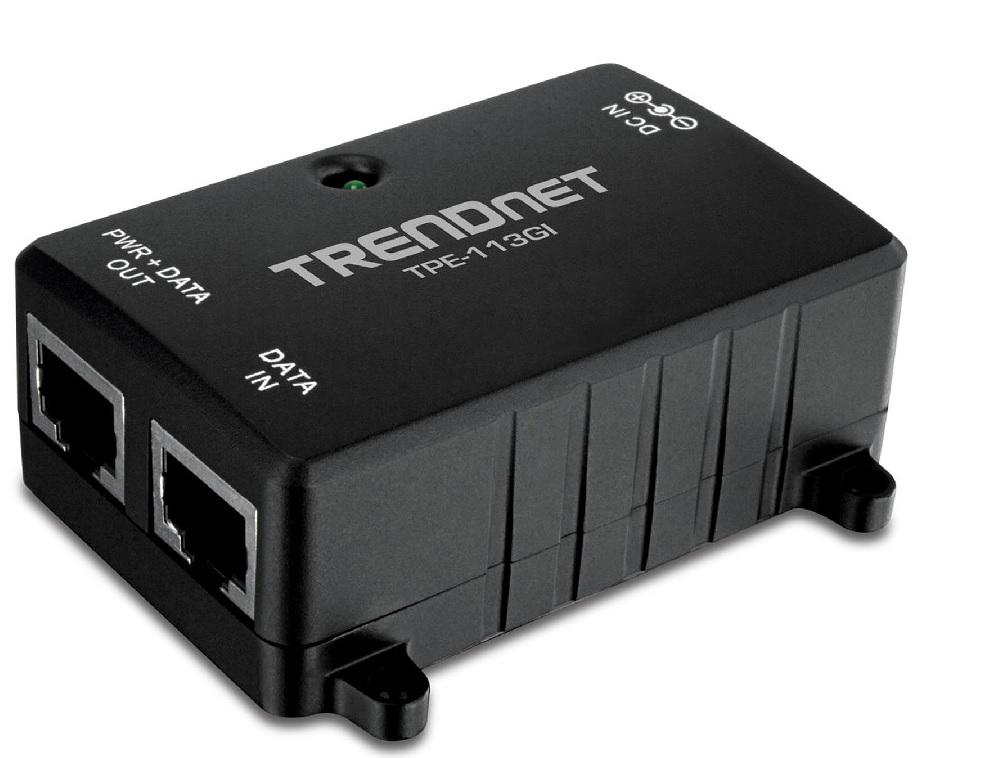 Inyector PoE Gigabit - TrendNet TPE-113GI | 2108 - Inyector PoE Gigabit, Compatible con IEEE 802.3ab Gigabit y 802.3af PoE, Transmisión de señal PoE: Hasta 100 metros, 1 x RJ45 Gigabit Ethernet (entrada), 1 x RJ45 Gigabit Ethernet PoE (salida)