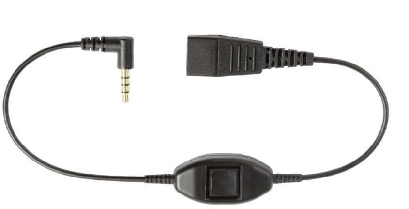 Cable de desconexión rápida (QD) para smartphones – Jabra 8800-00-103 | 2203 – Cable de desconexión rápida (QD) para para smartphones, Longitud: 30 cm, Conexión 1: QD, Conexión 2: Jack 3.5mm, Tipo de conexión: Macho, Color: Negro