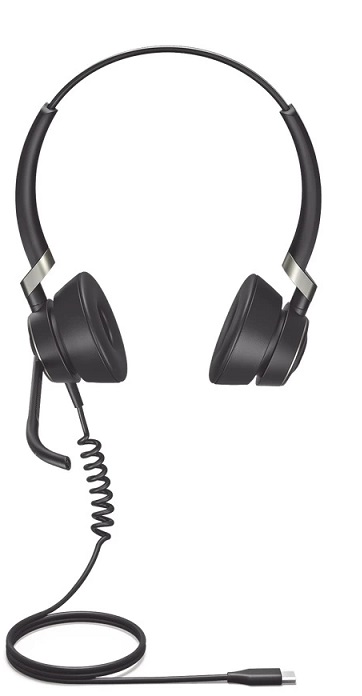 Diadema Jabra Engage 50 Stereo / USB-C | 2210 – 5099-610-189 / Auricular USB certificado para Zoom, Sonido Estéreo, Tres micrófonos integrados, Cancelación pasiva de ruido, Brazo Flexible ajustable 300°, Protección auditiva PeakStop, Jabra Direct
