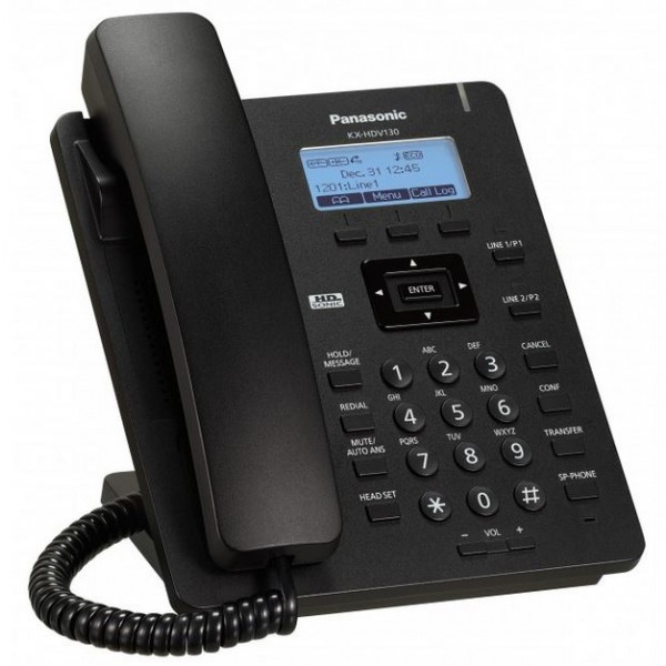 Telefono IP - Panasonic KX-HDV130 / 2-Cuentas SIP | 2108 - Teléfono IP Básico de escritorio, 2-Cuentas SIP, Pantalla LCD gráfica de 2.3'' (132 x 64 píxeles) con retroiluminación, Voz HD (G.722), Hasta 500 directorios telefónicos, Soporte de llamada