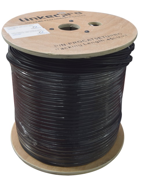 Cable UTP Cat5e – LinkedPro PRO-CAT-5E-TURBO / 450m | 2112 – Bobina de cable UTP de 450 metros, Construcción: 2×2/24AWG blindado cat.5e, Conductor: 100% cobre, AWG: 24, Aislante: HDPE, Espesor medio: 0.18 mm, Aislante: 0.91 mm