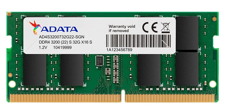 Memoria RAM para Portatil 32GB DDR4-3200Mhz / ADATA | 2203 - Modulo de Memoria RAM para Portatil, PC4-25600 DDR4 32000Mhz, Unbuffered, Non-ECC. Garantía de por vida. 