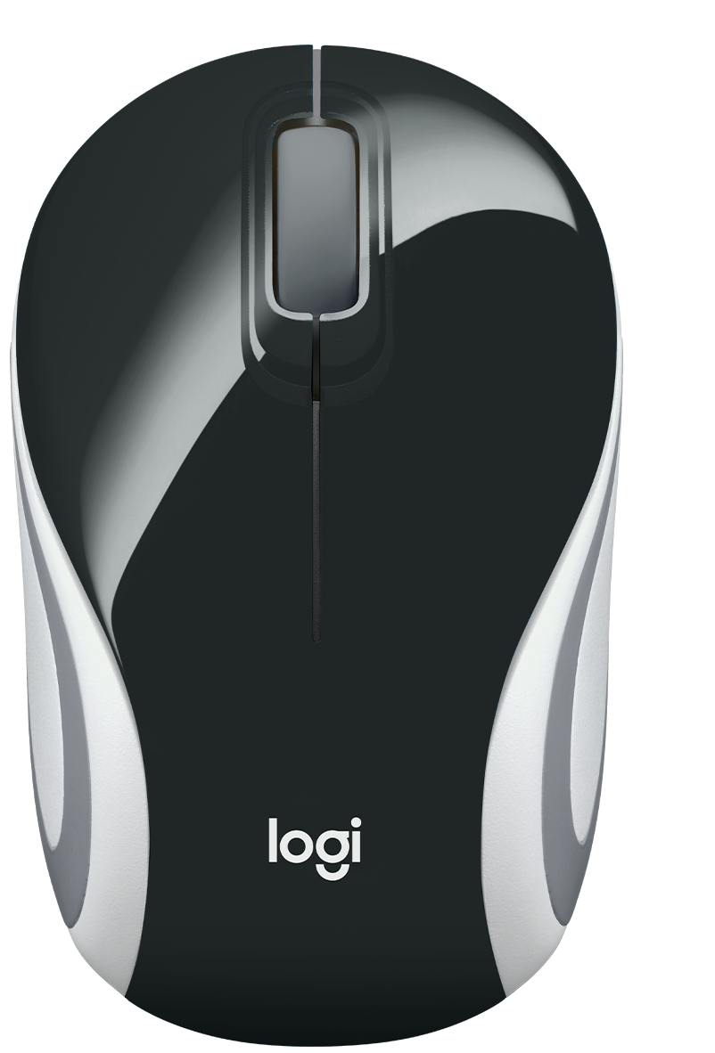 Mouse inalámbrico - Logitech M187 / 910-005459 Negro | 2109 - Mini mouse inalámbrico, Sensor óptico, 1000 dpi, Botones: 3, Botón scroll, Ambidextro, Baterías: 1x AAA, Cobertura: 10 m, Interfaz: Receptor USB, Conector: USB-A