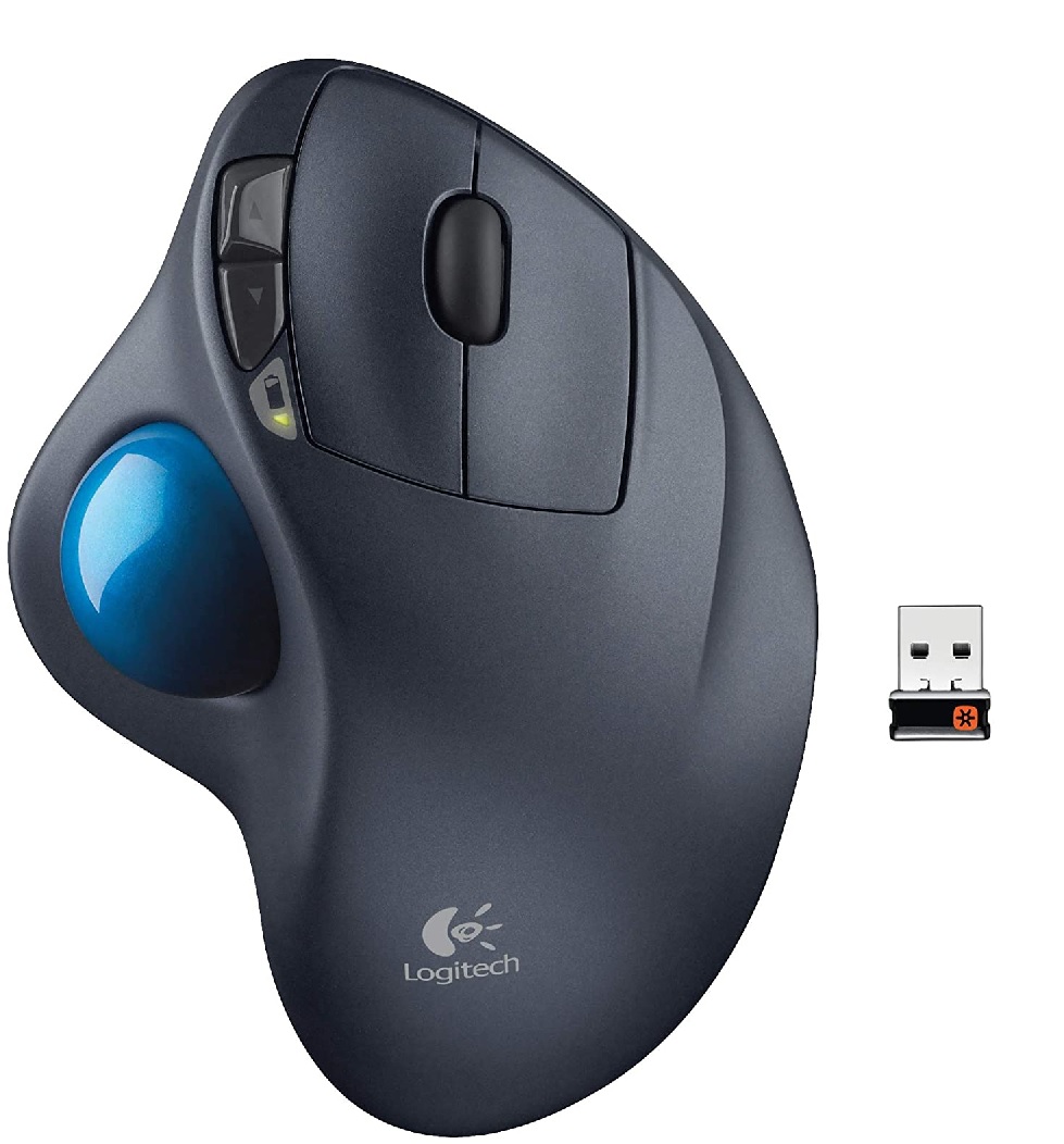Mouse Inalámbrico - Logitech TrackBall M570 / 910-001799 | 2109 - Mouse inalámbrico ergonómico, Receptor USB, Sensor Láser, DPI: 540, Botones: 5, Rueda de desplazamiento, Batería: 1x AA, Distancia: 10 m, Interfaz: USB-A, Dimensiones: 145 x 95 x 45 mm