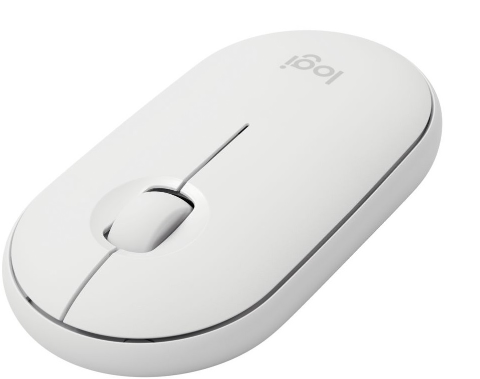 Mouse Inalámbrico - Logitech Pebble M350 / 910-005770 Blanco | 2109 - Mouse Inalámbrico, Sensor óptico, 1000 dpi, Botones: 3, Scroll Mecánico, Desplazamiento: Botón central, Orientación: Ambidextro, Batería: 1x AA, Conector: USB-A, Bluetooth