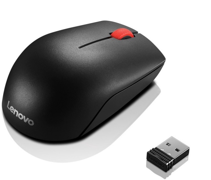 Mouse Inalámbrico - Lenovo Wireless Essential / 4Y50R20865 | 2108 - Mouse láser óptico USB de 3 botones, Wireless 2.4 GHz, 1000dpi, Alcance: 10 m, Color Negro, Peso: 59 g