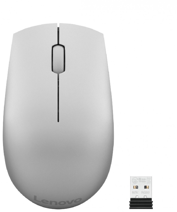 Mouse Inalámbrico - Lenovo 520 Wireless / GY50T83717 | 2108 - Mouse láser óptico USB de 3 botones, Wireless 2.4 GHz, 1000dpi, Alcance: 10 m, Color Plata, Peso: 70 g