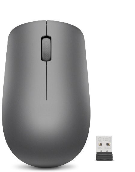 Mouse Inalámbrico - Lenovo 530 Wireless / GY50Z49090 | 2108 - Mouse láser óptico USB de 3 botones, Wireless 2.4 GHz, 1200dpi, Alcance: 10 m, Color Grafito, Peso: 65 g