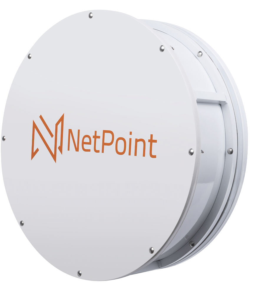 Antena Direccional – NetPoint NPX1 | 2110 - Antena direccional, Frecuencia: 4.9 - 6.4 GHz, Conector: N Hembra, Ganancia (Baja 28 dBi/ Media 29 dBi/ Alta 30 dBi), VSWR: 2.0, HPOL: 5.5°, VPOL: 5.0°, Polarización dual, Resistencia al viento: 120 Km/h