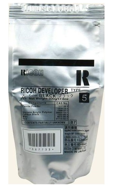 Revelador para Ricoh Aficio 350 / A2309640 | 2112 - Original Black Developer Type 5. Rendimiento Estimado: 300.000 Páginas al 5%.