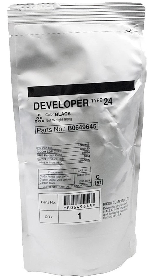 Revelador Ricoh B0649645 / 350k | 2112 - Original Black Developer Type 24. Rendimiento estimado: 350.000 Páginas al 5%. Ricoh B064-9645 B064-9640 B0649640 885281 885435 