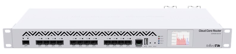 Router MikroTik CCR1016-12S-1S+ / 13-Port SFP | 2211 - Cloud Core Router MicroTik de grado industrial con 12x Puertos SFP Gigabit, 1x Puertos SFP+ 10G, 1x Puerto USB, 1x Puerto Serial , Procesador TLR4-01680CH-12CE-A3b 16-Core a 1.2Ghz, Memoria RAM 2GB