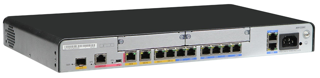 Router Huawei AR1220C / 02350JGL | 2108 - Router Empresarial con arquitectura sin bloqueo y CPU de varios núcleos, 8-Puertos LAN Gigabit (Configurables como WAN), 4-Puertos WAN Gigabit, 1-Puerto SFP WAN, 2-Puertos USB 2.0, Memoria RAM 512MB 