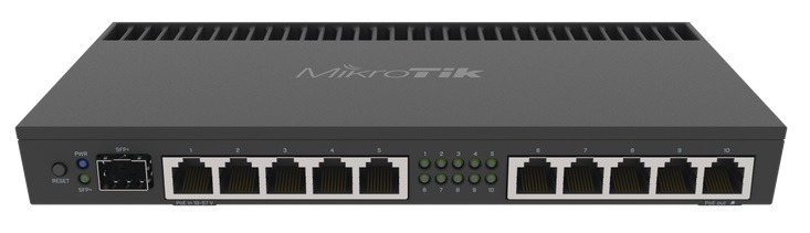 RouterBoard 10-Puertos - MikroTik RB4011iGS+RM / SFP+ 10G | 2109 - Enrutador MikroTik con Procesador Quad-Core AL21400 a 1.4Ghz, 10-Puertos Gigabit Ethernet, 1-Puerto SFP+ 10G, 1-Puerto de consola RJ45, Memoria RAM 1GB, Memoria de almacenamiento 512MB