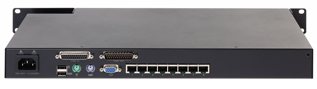 KVM 8-Puertos - APC KVM0108A / 8-Port | Switch KVM APC Analógico, 1-Usuario Local, 8-Puertos, RoHS. Conmutadores de servidor diseñados para incrementar la disponibilidad y capacidad de administración del sistema